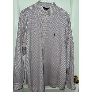 NEW Polo Ralph Lauren Long Sleeve Dress Shirt. Red/White/Blue Stripes Size : XL